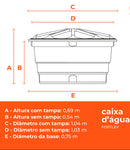 Caixa De Água 310L Polietileno Tampa Encaixe Azul Fortlev