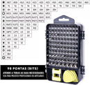 Kit Ferramenta Chave De Precisão Para Eletronicos Celular E Pc - Bits Phillips, Fenda, Torx, Allen, Y