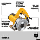 Serra Mármore 125mm 1400W 220V com 3 Discos DEWALT-DW862WA