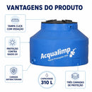 Caixa De Água 310L Polietileno Água Protegida Tampa Rosca Azul