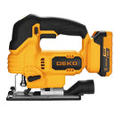 Serra Tico Tico 7/8 Pol 20V com Laser e Luz LED Bateria Lítio-íon Carregador e Acessórios DEKO-DKJS20Q1Y-S1