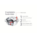 Jogo de Panelas Tramontina Solar em Aço Inox com Fundo Triplo e Tampas de Inox 6 Peças