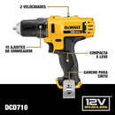Parafusadeira/Furadeira a Bateria 12V MAX Li-Ion 3/8 Pol. com Carregador e 2 Baterias – DEWALT-DCD710D2